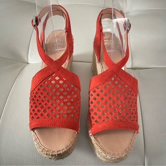 Franco Sarto Celestial Wedge Suede Sandals Orange with silver hardware size 7.5 - Picture 12 of 12
